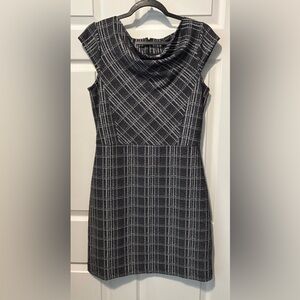 Banana Republic Black and White Checkered Midi Dress